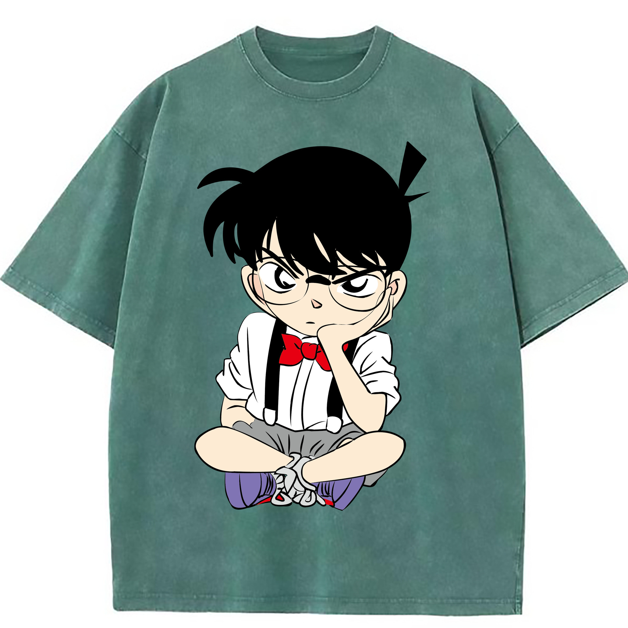 （画像用） 名探偵コナン 江戸川 コナン Detective Conan Conan Edogawa 綿100% ヴィンテージ風 半袖Tシャツ（フロントプリント）